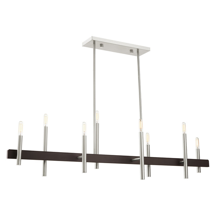 Livex Lighting 49338-91 Eight Light Chandelier, Brushed Nickel w/ Bronzes