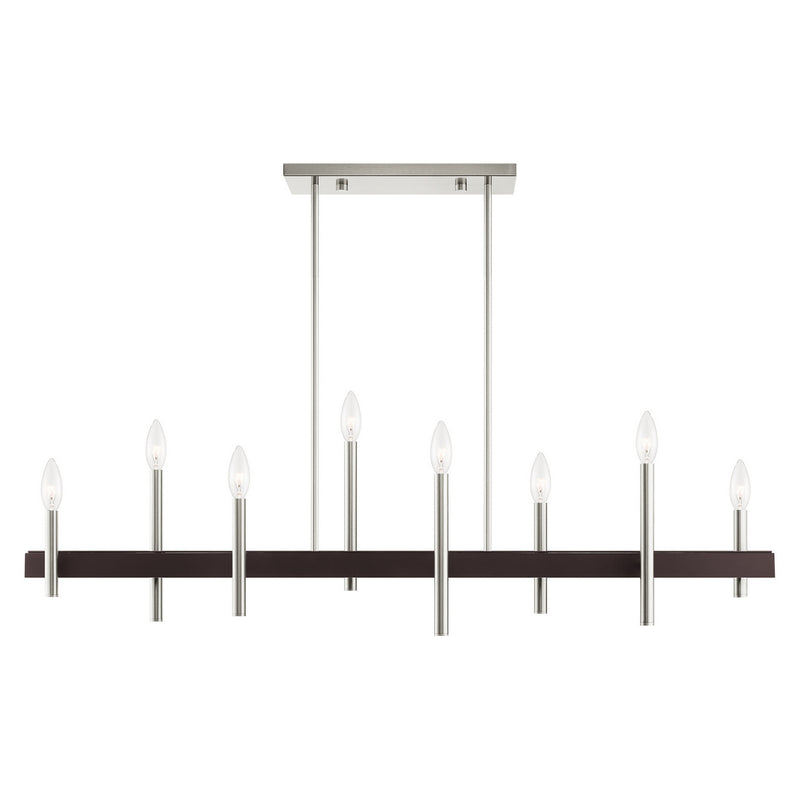Livex Lighting 49338-91 Eight Light Chandelier, Brushed Nickel w/ Bronzes