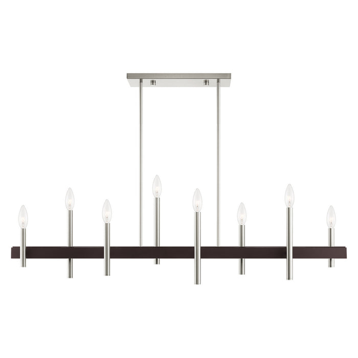 Livex Lighting 49338-91 Eight Light Chandelier, Brushed Nickel w/ Bronzes