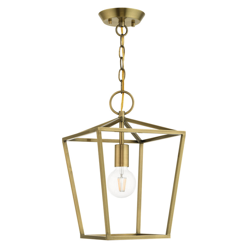 Livex Lighting 49432-01 One Light Convertible Semi Flush/Lantern, Antique Brass
