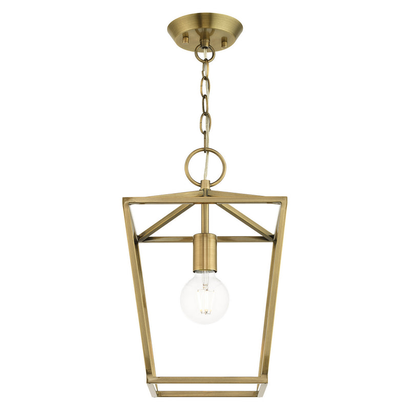 Livex Lighting 49432-01 One Light Convertible Semi Flush/Lantern, Antique Brass