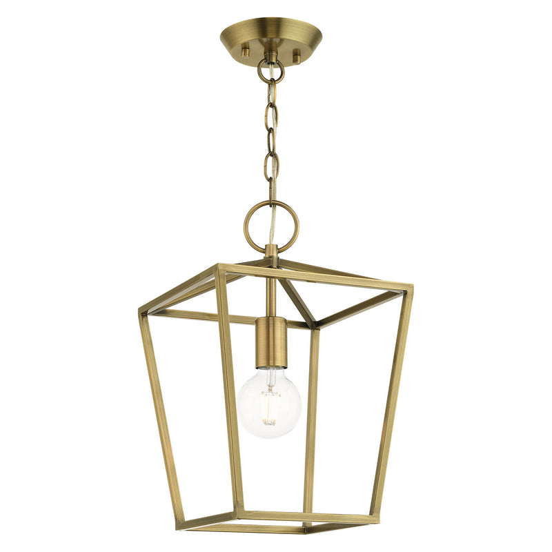 Livex Lighting 49432-01 One Light Convertible Semi Flush/Lantern, Antique Brass