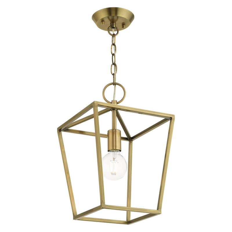 Livex Lighting 49432-01 One Light Convertible Semi Flush/Lantern, Antique Brass
