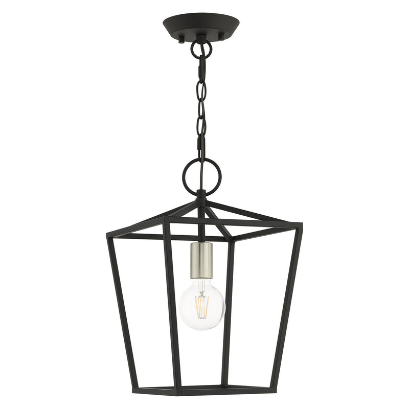 Livex Lighting 49432-04 One Light Convertible Semi Flush/Lantern, Black w/ Brushed Nickels