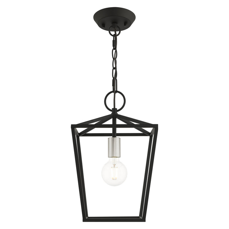 Livex Lighting 49432-04 One Light Convertible Semi Flush/Lantern, Black w/ Brushed Nickels
