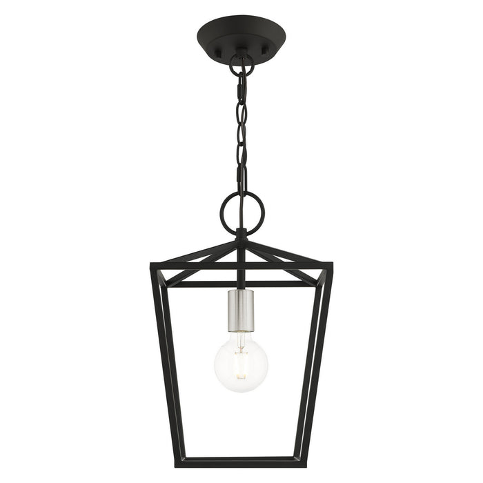 Livex Lighting 49432-04 One Light Convertible Semi Flush/Lantern, Black w/ Brushed Nickels