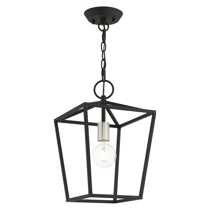 Livex Lighting 49432-04 One Light Convertible Semi Flush/Lantern, Black w/ Brushed Nickels