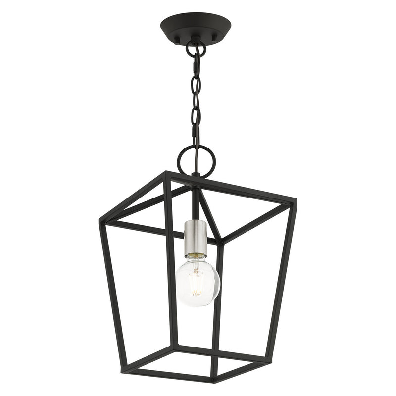Livex Lighting 49432-04 One Light Convertible Semi Flush/Lantern, Black w/ Brushed Nickels