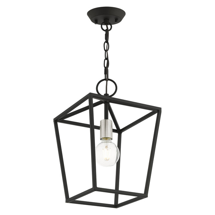 Livex Lighting 49432-04 One Light Convertible Semi Flush/Lantern, Black w/ Brushed Nickels