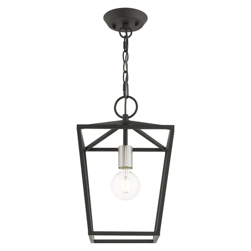 Livex Lighting 49432-04 One Light Convertible Semi Flush/Lantern, Black w/ Brushed Nickels