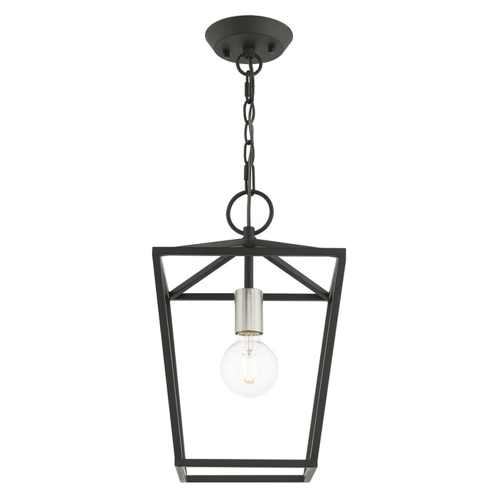 Livex Lighting 49432-04 One Light Convertible Semi Flush/Lantern, Black w/ Brushed Nickels