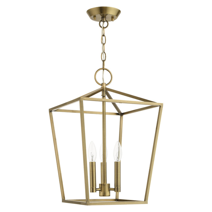 Livex Lighting 49433-01 Three Light Convertible Semi Flush/Lantern, Antique Brass