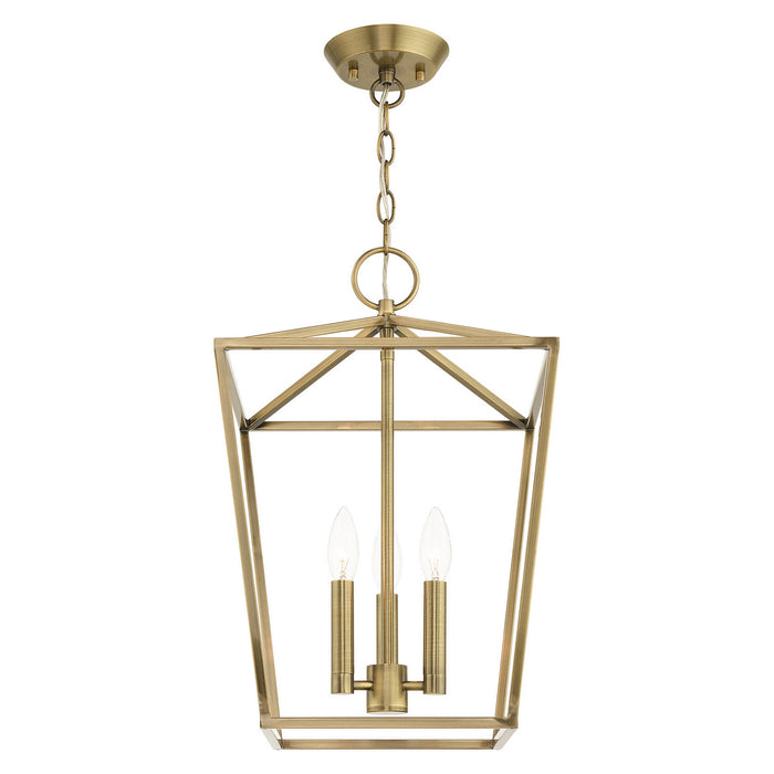 Livex Lighting 49433-01 Three Light Convertible Semi Flush/Lantern, Antique Brass