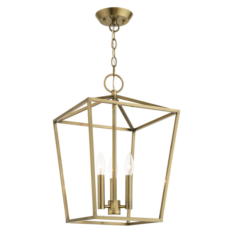 Livex Lighting 49433-01 Three Light Convertible Semi Flush/Lantern, Antique Brass