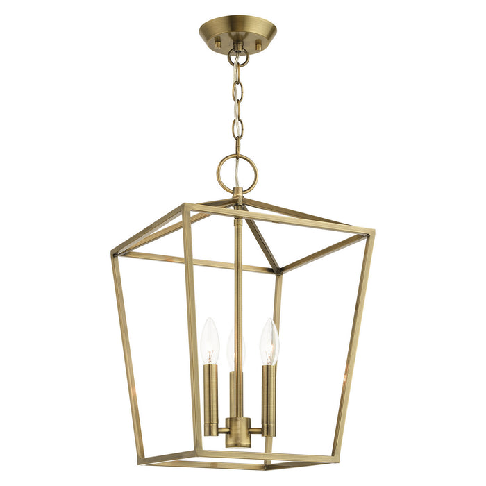 Livex Lighting 49433-01 Three Light Convertible Semi Flush/Lantern, Antique Brass