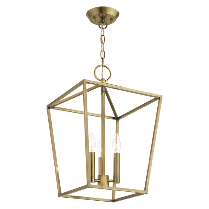 Livex Lighting 49433-01 Three Light Convertible Semi Flush/Lantern, Antique Brass