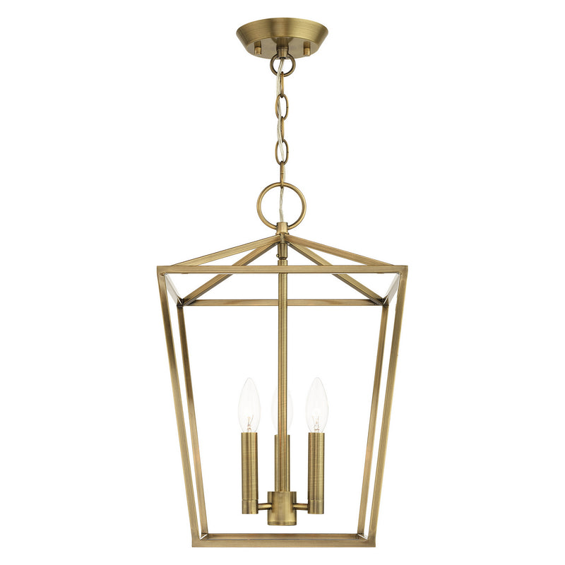 Livex Lighting 49433-01 Three Light Convertible Semi Flush/Lantern, Antique Brass