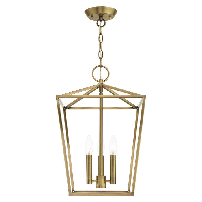 Livex Lighting 49433-01 Three Light Convertible Semi Flush/Lantern, Antique Brass