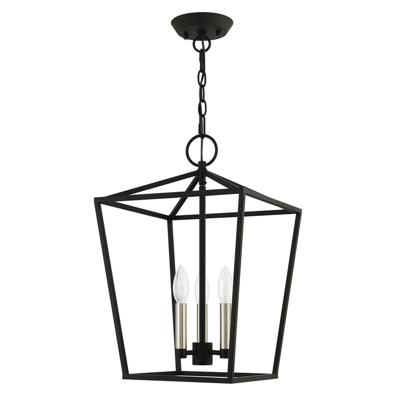 Livex Lighting 49433-04 Three Light Convertible Semi Flush/Lantern, Black w/ Brushed Nickels
