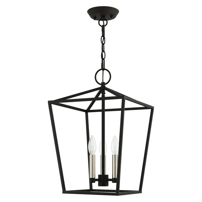 Livex Lighting 49433-04 Three Light Convertible Semi Flush/Lantern, Black w/ Brushed Nickels