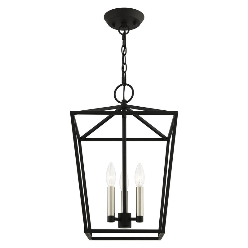 Livex Lighting 49433-04 Three Light Convertible Semi Flush/Lantern, Black w/ Brushed Nickels