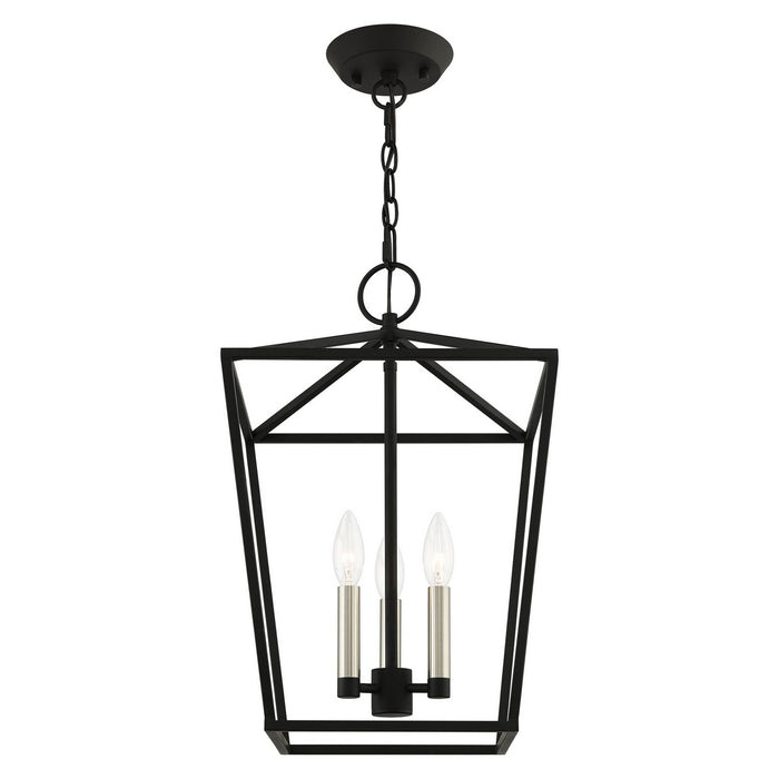 Livex Lighting 49433-04 Three Light Convertible Semi Flush/Lantern, Black w/ Brushed Nickels