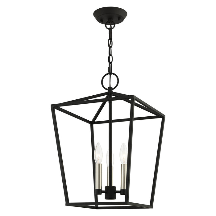 Livex Lighting 49433-04 Three Light Convertible Semi Flush/Lantern, Black w/ Brushed Nickels
