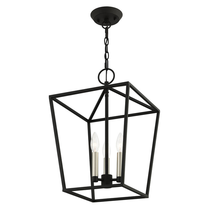Livex Lighting 49433-04 Three Light Convertible Semi Flush/Lantern, Black w/ Brushed Nickels