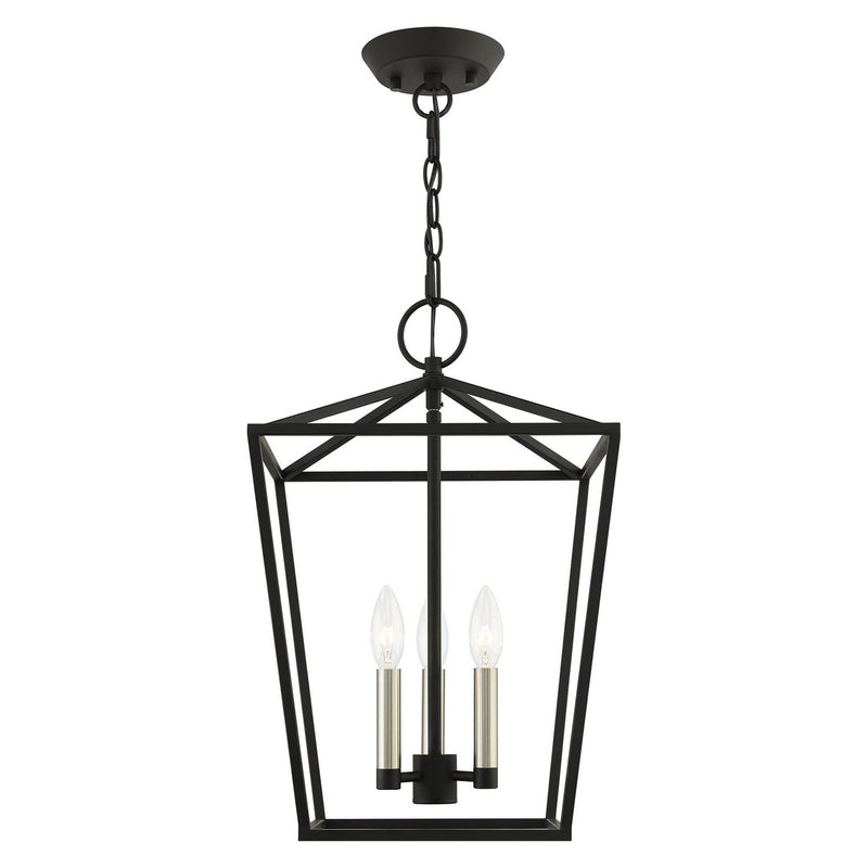 Livex Lighting 49433-04 Three Light Convertible Semi Flush/Lantern, Black w/ Brushed Nickels