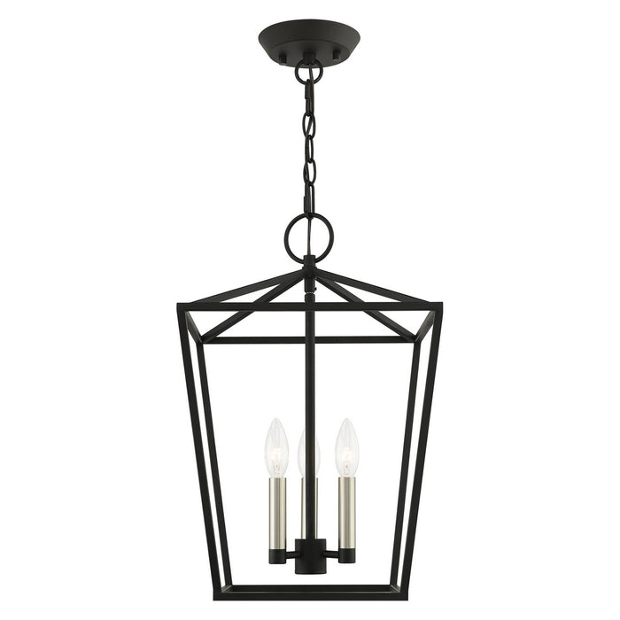 Livex Lighting 49433-04 Three Light Convertible Semi Flush/Lantern, Black w/ Brushed Nickels