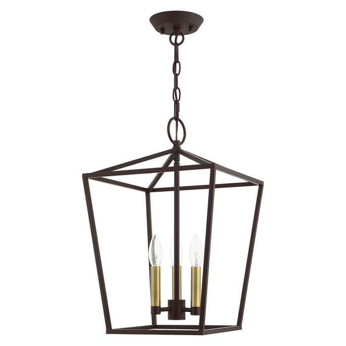 Livex Lighting 49433-07 Three Light Convertible Semi Flush/Lantern, Bronze