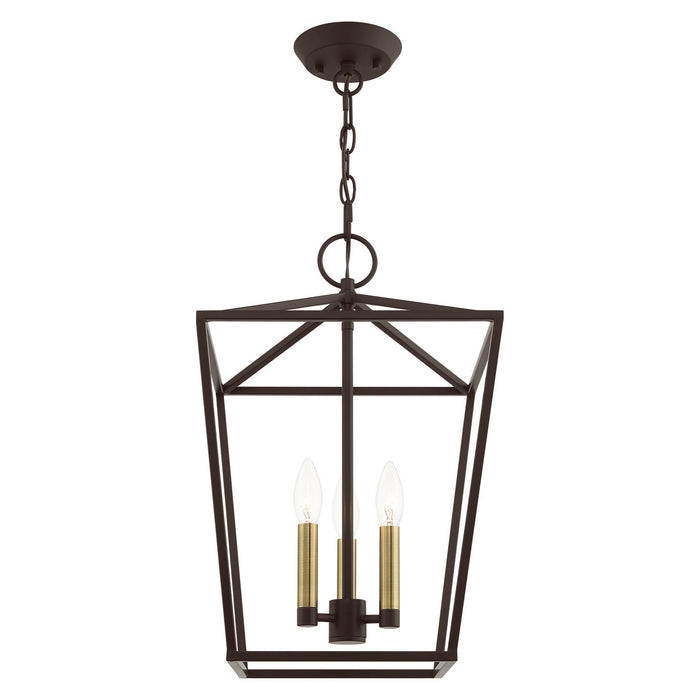 Livex Lighting 49433-07 Three Light Convertible Semi Flush/Lantern, Bronze