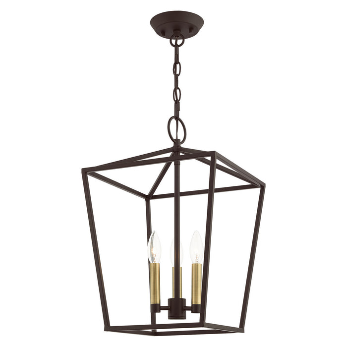 Livex Lighting 49433-07 Three Light Convertible Semi Flush/Lantern, Bronze