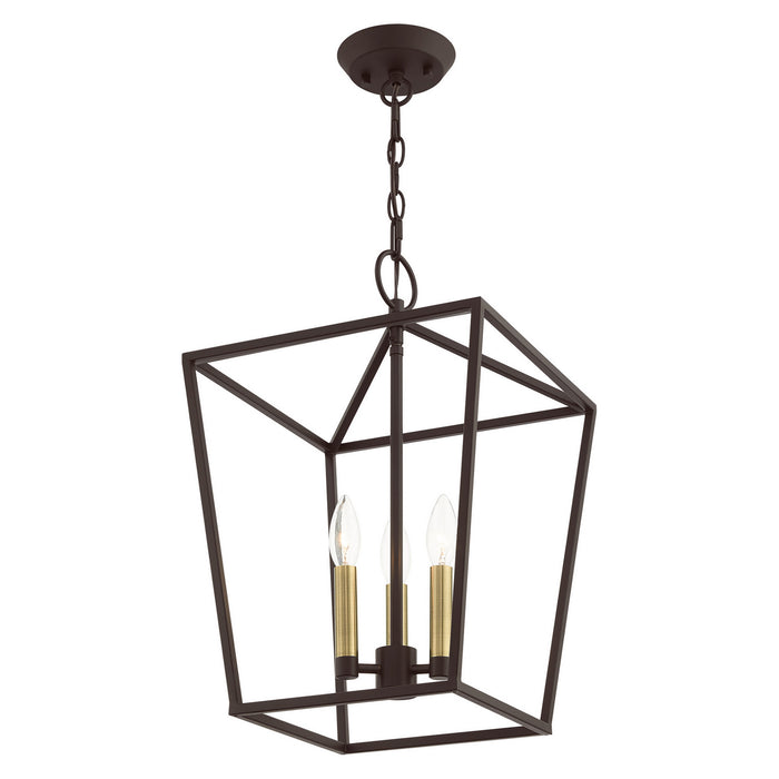 Livex Lighting 49433-07 Three Light Convertible Semi Flush/Lantern, Bronze
