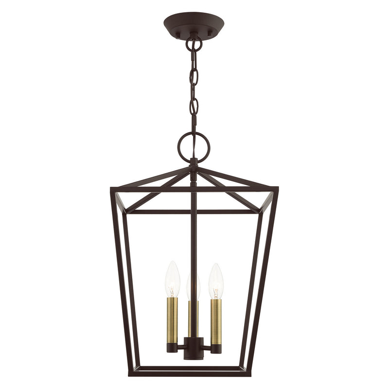 Livex Lighting 49433-07 Three Light Convertible Semi Flush/Lantern, Bronze