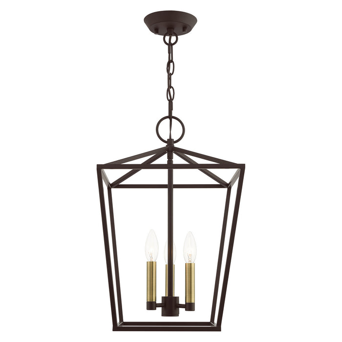 Livex Lighting 49433-07 Three Light Convertible Semi Flush/Lantern, Bronze