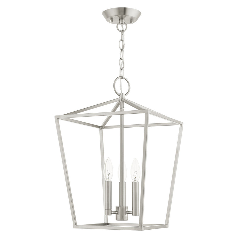 Livex Lighting 49433-91 Three Light Convertible Semi Flush/Lantern, Brushed Nickel