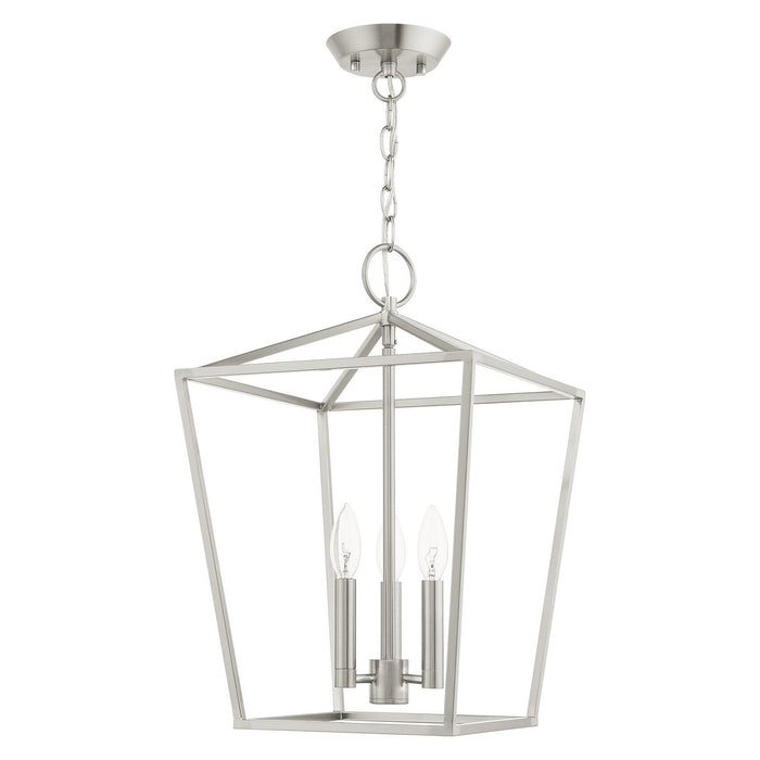 Livex Lighting 49433-91 Three Light Convertible Semi Flush/Lantern, Brushed Nickel