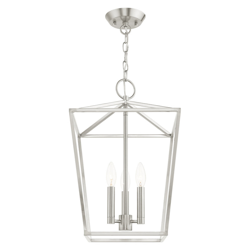 Livex Lighting 49433-91 Three Light Convertible Semi Flush/Lantern, Brushed Nickel
