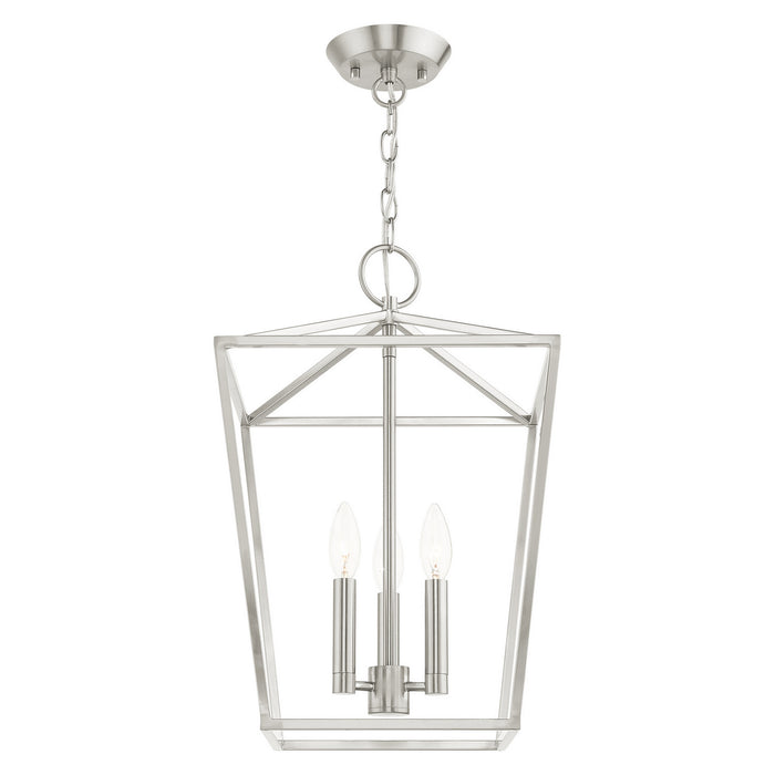 Livex Lighting 49433-91 Three Light Convertible Semi Flush/Lantern, Brushed Nickel