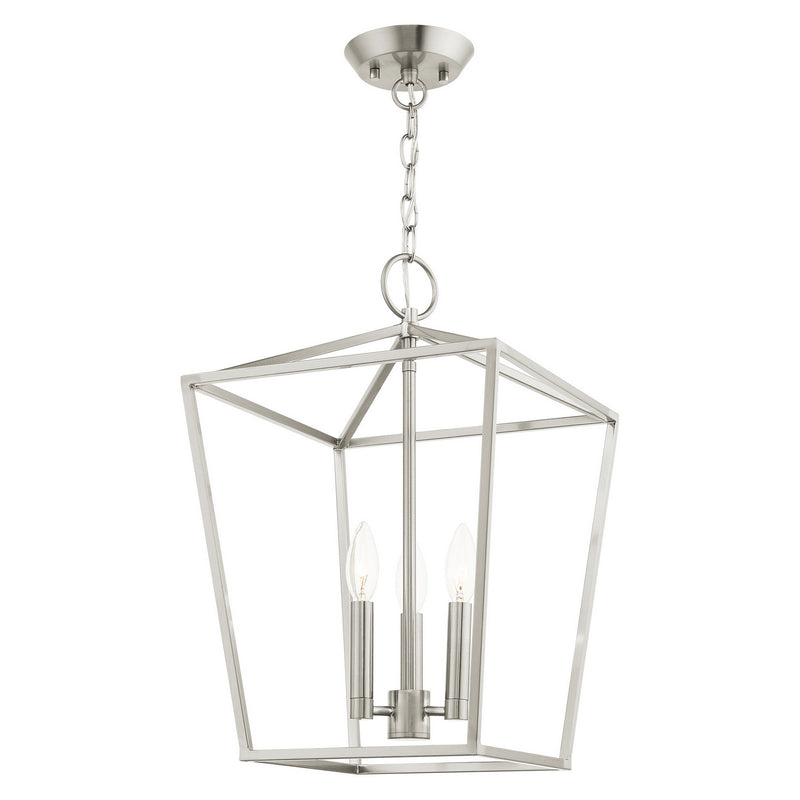 Livex Lighting 49433-91 Three Light Convertible Semi Flush/Lantern, Brushed Nickel