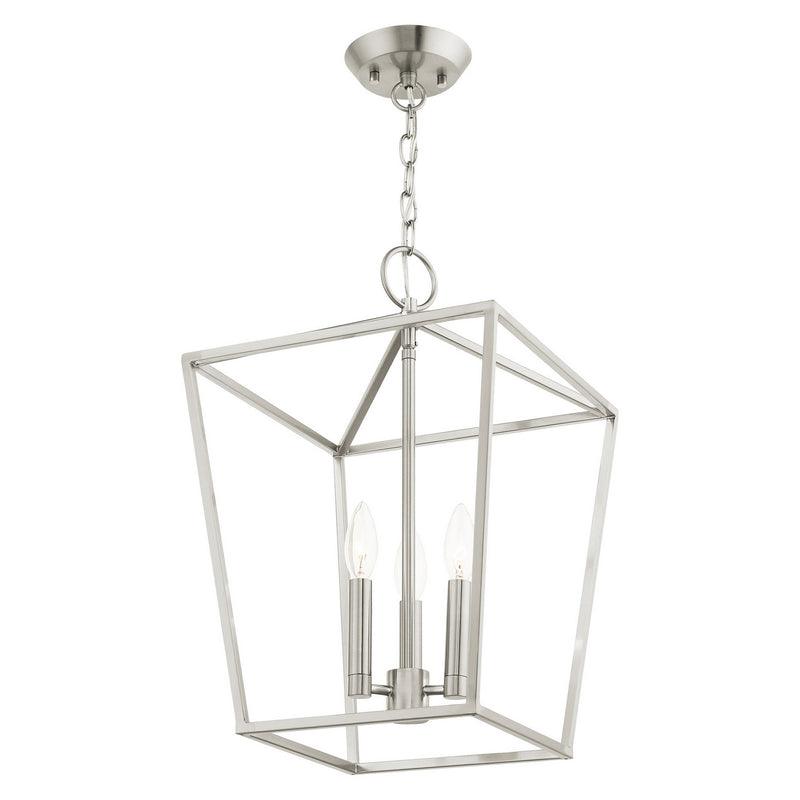 Livex Lighting 49433-91 Three Light Convertible Semi Flush/Lantern, Brushed Nickel