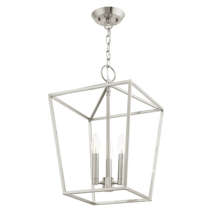 Livex Lighting 49433-91 Three Light Convertible Semi Flush/Lantern, Brushed Nickel