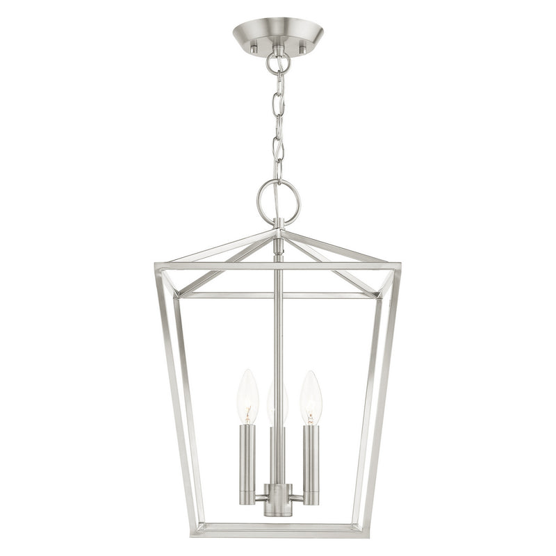 Livex Lighting 49433-91 Three Light Convertible Semi Flush/Lantern, Brushed Nickel