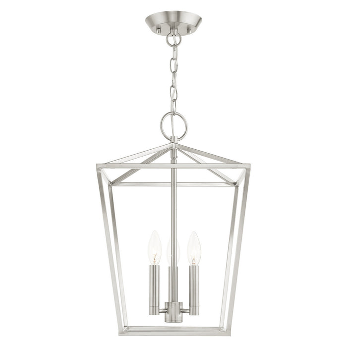 Livex Lighting 49433-91 Three Light Convertible Semi Flush/Lantern, Brushed Nickel