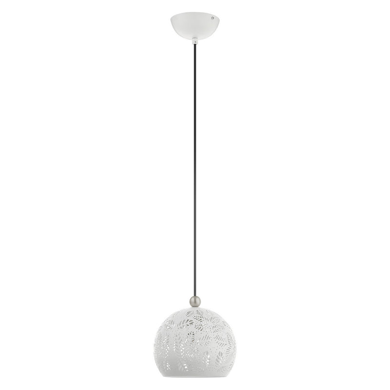 Livex Lighting 49541-03 One Light Pendant, White w/ Brushed Nickels
