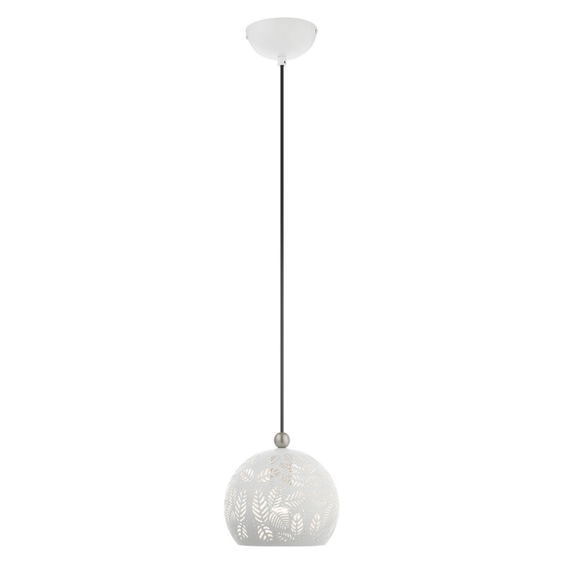 Livex Lighting 49541-03 One Light Pendant, White w/ Brushed Nickels