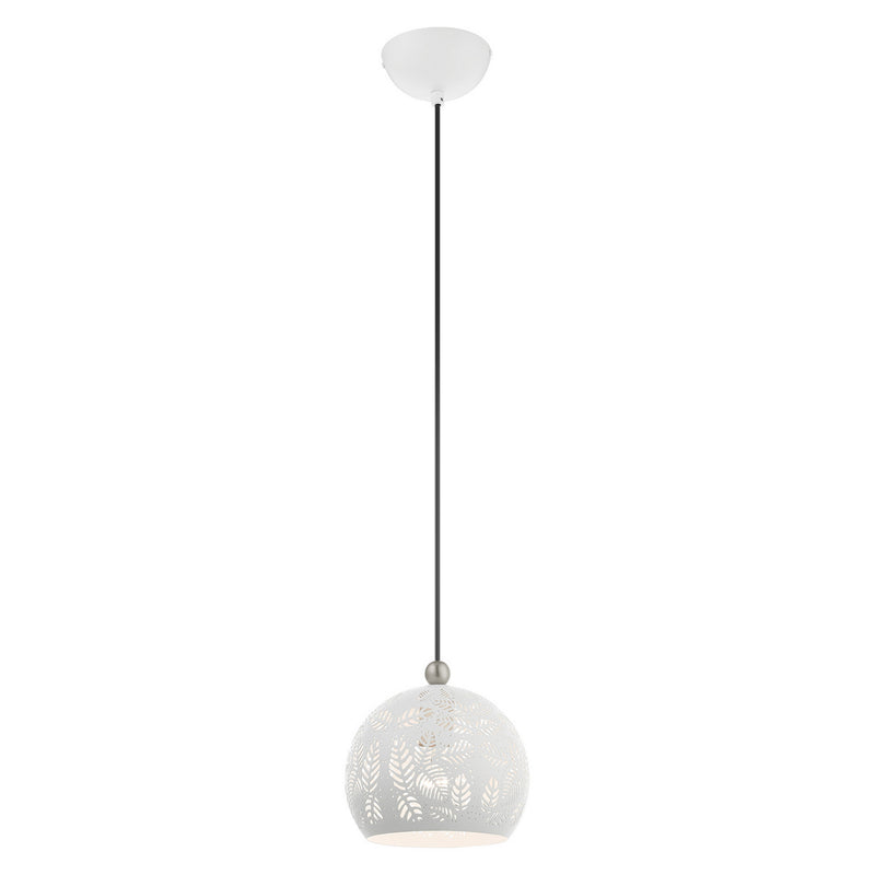 Livex Lighting 49541-03 One Light Pendant, White w/ Brushed Nickels
