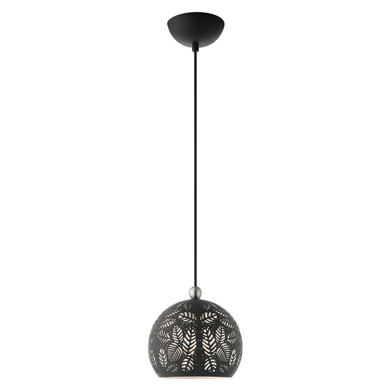 Livex Lighting 49541-04 One Light Pendant, Black w/ Brushed Nickels