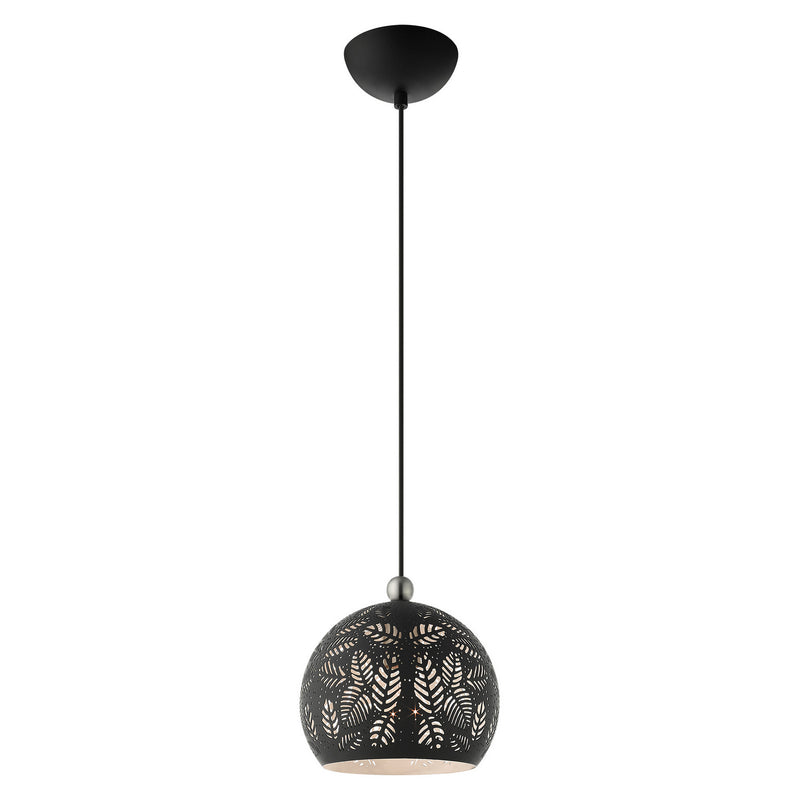 Livex Lighting 49541-04 One Light Pendant, Black w/ Brushed Nickels